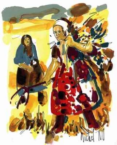 LANDARBEITERIN BAUERIN - Michel NO - Handsigniertes OriginalAquarell 1968  - Bild 1 von 1