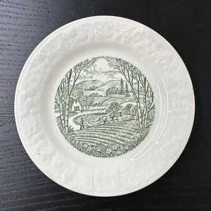 FREE SHIPPING! Vintage Homer Laughlin Pastoral 6.75” Side Plate Green Farm Scene - Picture 1 of 3