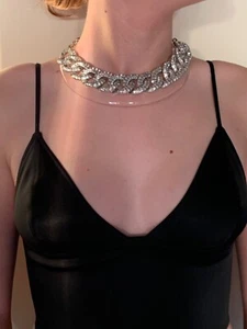 AUTHENTIC CHANEL lucite/ crystal collar necklace STATEMENT piece RARE 2013 - Picture 1 of 8