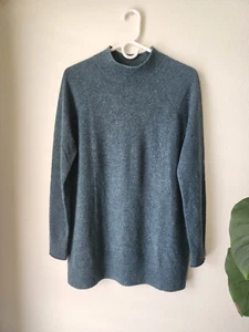 Lands End Womens Turquoise Cashmere Longsleeve Mock-neck Sweater - Picture 1 of 14