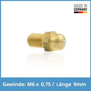 DIN 3402 K1 M6 x 0,75 Gewindelänge 9mm Messing Kugelschmiernippel Schmiernippel - Picture 1 of 1