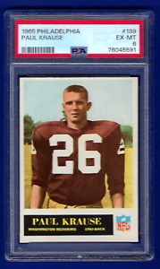 1965 Philadelphia #189 Paul Krause - Rookie - PSA 6 - Washington Redskins