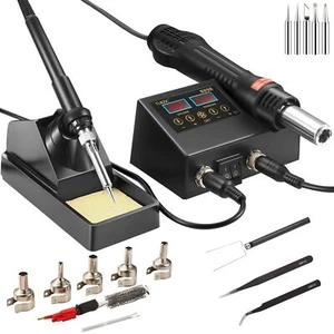 Rework Soldering Station 2 In 1 Smd Hot Air Solder Station And Soldering Iron Ki - Picture 1 of 6