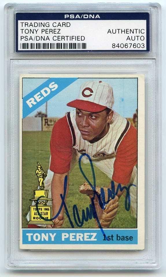 TONY PEREZ  Signed 1966 Topps #72  Trophy 2nd Year Reds HOF PSA/DNA Encapsulated - Image 1 of 1