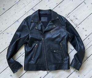 Emporio Armani Leather Biker Jacket Size 52