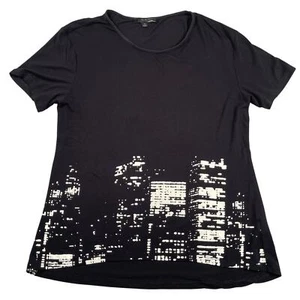 Elie Tahari for DesigNation Top Womens Small Black White NYC Skyline Cityscape - Picture 1 of 10