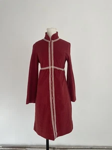 Vestido rojo manga larga vintage años 60 70 encaje *medida abajo* - Imagen 1 de 4