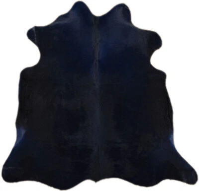 KUHFELL STIERFELL MARINE BLAU GEFÄRBT ca. 190 x 190 cm RINDER FELL TEPPICH - Bild 1 von 4