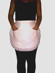 NEW WHITE WAITRESS HALLOWEEN MAID HALF PINNY SCHOOL APRON WITH FRONT POCKET - Picture 1 of 1