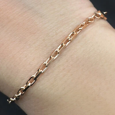 Brazalete de eslabones de cable parisino de oro rosa de 14 quilates de 2,5 mm (eslabones sólidos) langosta C de 7,5"-8" Foto 1 de 4