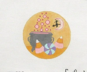 EyeCandy Needleart Witches Brew Kettle Ornament Handpainted Needlepoint Canvas - Picture 1 of 1