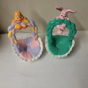 Hand Painted Ceramic Easter Basket set of 2 bundle - Picture 1 of 8