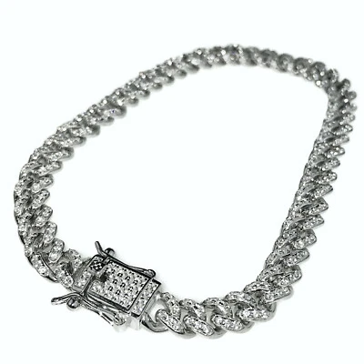 Juego de pulseras de hip-hop micro pavé de circonitas cúbicas blancas brillantes para hombre Foto 1 de 4