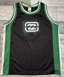 Billabong Basketball Jersey Men's Size 2XL Black Green Embroidered Vintage Y2K