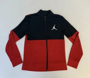 Nike Air Jordan Jacket Sweatshirt Youth M 10-12 Years Black Red Full Zip - Picture 1 of 9