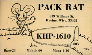Racine,WI QSL Ham Radio Pack Rat KHP-1610 Art Wisconsin Postcard - Picture 1 of 2
