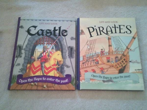 Two Lift and Look Books Pirates & Castle Paragon Books Open Flaps enter the Past - Picture 1 of 12