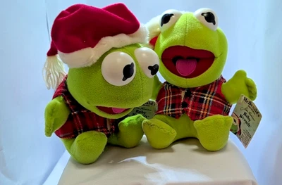 Peluche de Navidad de colección 1988 Muppet Babies Kermit The Frog con etiquetas 2 disponibles Foto 1 de 4