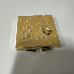 Vintage Kompaktspiegel mit Rose - Bild 1 von 5