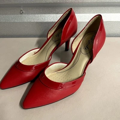 Zapatos de tacón Lifestride para mujer rojos de imitación de cuero sin cordones Saldana d'Orsay EE. UU. 7 Foto 1 de 4