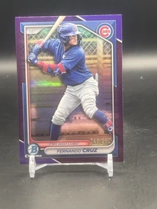 2024 Bowman Draft Fernando Cruz Chrome Purple Refractor #/250 Cubs - Picture 1 of 2