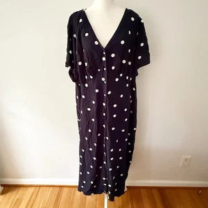 Old Navy gepunktetes Retro Babydoll langes Kleid mit Knopfleiste Damen Übergröße 3X - Bild 1 von 6