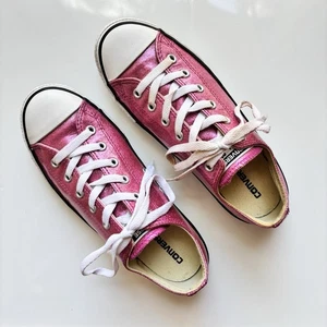 Converse Youth Girls Chuck Taylor All Star Low Top Hot Pink Glitter Shoes 4.5M - Picture 1 of 18