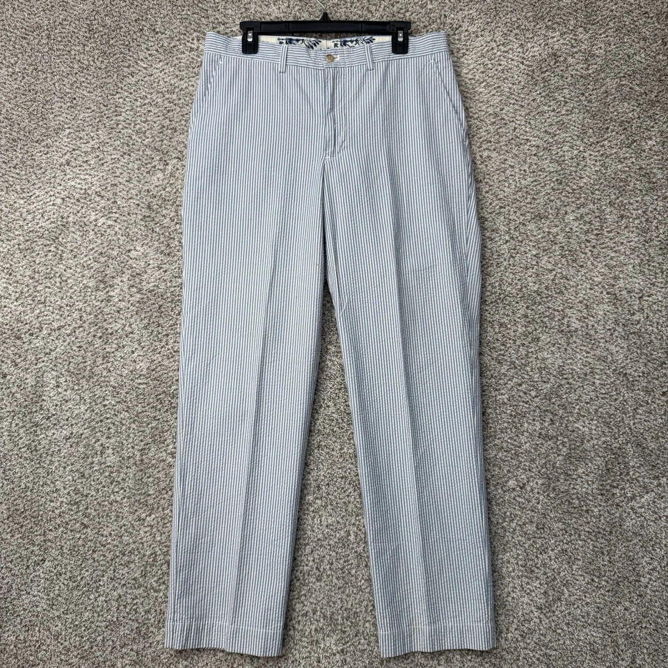 Polo Ralph Lauren Pants Mens 32x30 Blue White Seersucker Stripe Summer Casual - Image 1 of 4