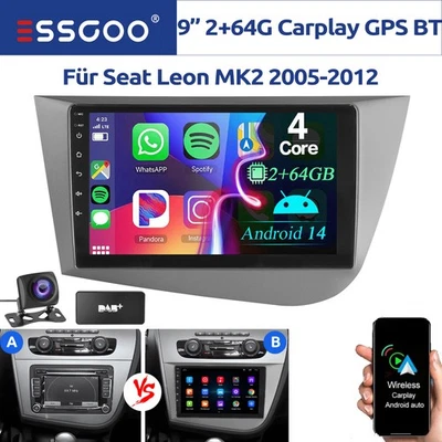 DAB+ Für Seat Leon 2005-2014 64GB Android 14 Apple Carplay Autoradio GPS Navi BT - Bild 1 von 4