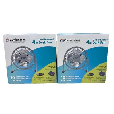 Comfort Zone 4 in Dual Powered Desk Fan Pack Of 2 - Image 1 of 3