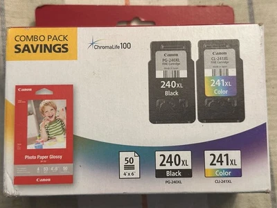 New! Genuine Canon PG-240XL/CL-241XL High Yield Ink Photo Paper Combo OEM - Image 1 of 3