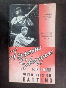 1935 FAMOUS SLUGGERS YEARBOOK ** Arky Vaughn Buddy Myer Cover ** EX - Bild 1 von 6