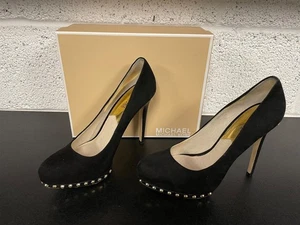 Michael Kors Ailee Pump Suede Shoes Black Studded High Heels - 9.5 M / UK 7.5 - Picture 1 of 7