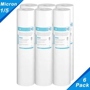 6 Pack 1/5 Micron 20"x4.5" Big Blue Sediment Water Filter Whole House Cartridge - Picture 1 of 13