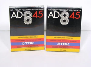 NEW RARE LOT OF 2 TDK 8TR-45AD 8 TRACK CARTRIDGES 45 MINUTE TAPES SEALED JAPAN - Picture 1 of 6