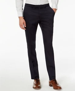 $215 Kenneth Cole 37w X 32l Men'S Blue Flat Front Skinny Fit Suit Dress Pants - Picture 1 of 6
