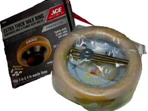 ACE #35B Extra Thick Wax Ring Reinforced Wax Flange w/Bolts Toilet Gasket (blk 4 - Picture 1 of 2