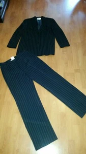 Alba Moda Milano Hosen Anzug Gr. 42 Schwarz gestreift wie NEU!!! - Bild 1 von 9