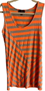 FENN WRIGHT MANSON Tank Top Tunic Womens Small Orange/Gray Striped Knit Summer - Picture 1 of 8