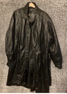 ✨ CHARLES KLEIN XL -XXL LEATHER TRENCH LONG OVERCOAT INSULATED W/STORM DICKIE - Picture 1 of 14