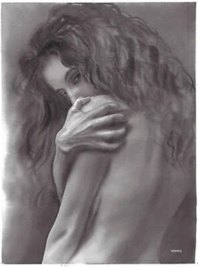 original painting 30 x 40 cm 57KsV artwork modern watercolor female nude - Picture 1 of 4