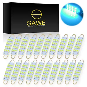 20x Ice Blue 44mm 211-2 212-2 578 12SMD Rigid Loop LED Bulb for Trunk Door Light - Foto 1 di 5