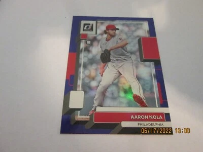 AARON NOLA PHILLIES 2022 DONRUSS PURPLE FOIL PARALLEL BASE CARD #189 FREE SHIP - Image 1 of 3