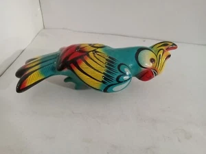 Rare Vintage Ceramic Parrot Figurine Made In Mexico 10x3.5 - Picture 1 of 5