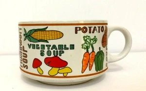 Vintage Large Soup Mug Celery Tomato Pea Chicken Onion Mushroom Veggie Potato - Picture 1 of 9