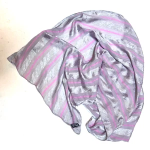 Scarf DOLCE & GABBANA Scarf Pink Silver Striped Silk Logo on scarf 64 x 20 in - Picture 1 of 4