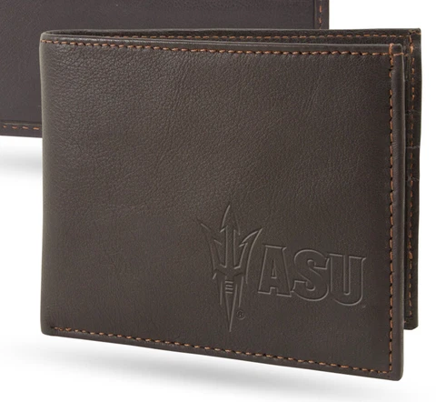 Arizona State Sundevils Wallet Lic. BI-Fold Leather Billfold Brown Sparo RFID Cover