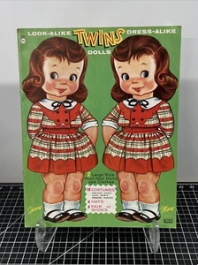 Vintage c1960s Lowe Sherry Mary Look Alike Twins Paper Doll Book Uncut unbenutzt RARE - Bild 1 von 8