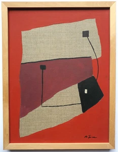 Ölgemälde Flächenkomposition In Rot Schwarz Abstrakt Michael Feicht - Picture 1 of 9