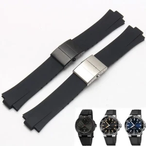 11mm Silicone Rubber Waterproof Folding Buckle Strap For ORIS AQUIS Watchband - Picture 1 of 27